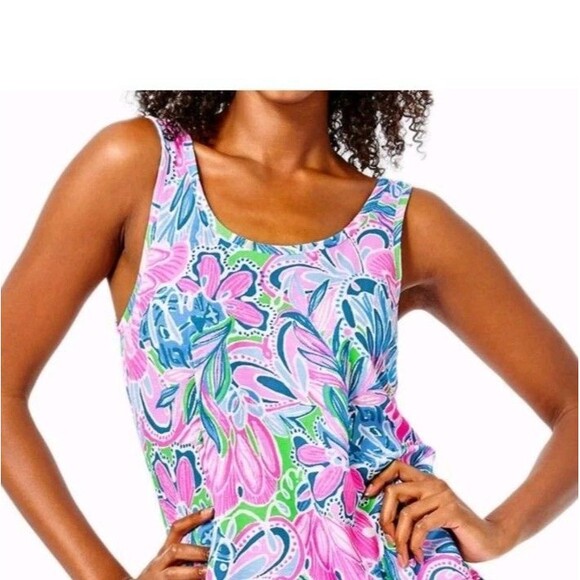 Lilly Pulitzer Tops - Lilly Pulitzer Raz Berry Rose All Day Pajama Knit Tank Top Size Women's L
